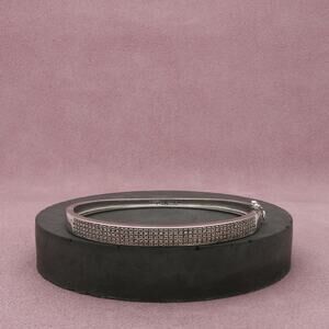 victoria townsend sterling silver pave diamond bangle bracelet size 7.25in